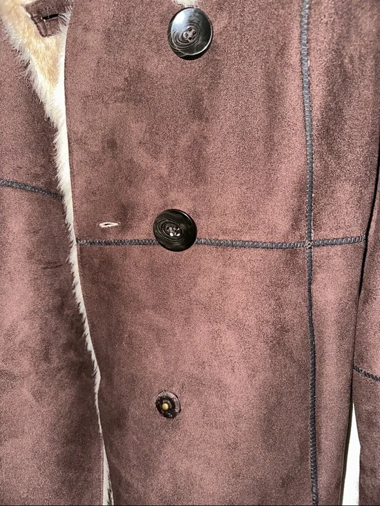 Ellen Tracy Faux Shearling Faux Fur Women’s Dark Brown Coat Size M - Picture 7 of 8